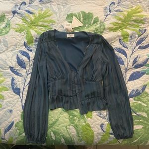 TJMAXX Blue Long Sleeve Crop Top